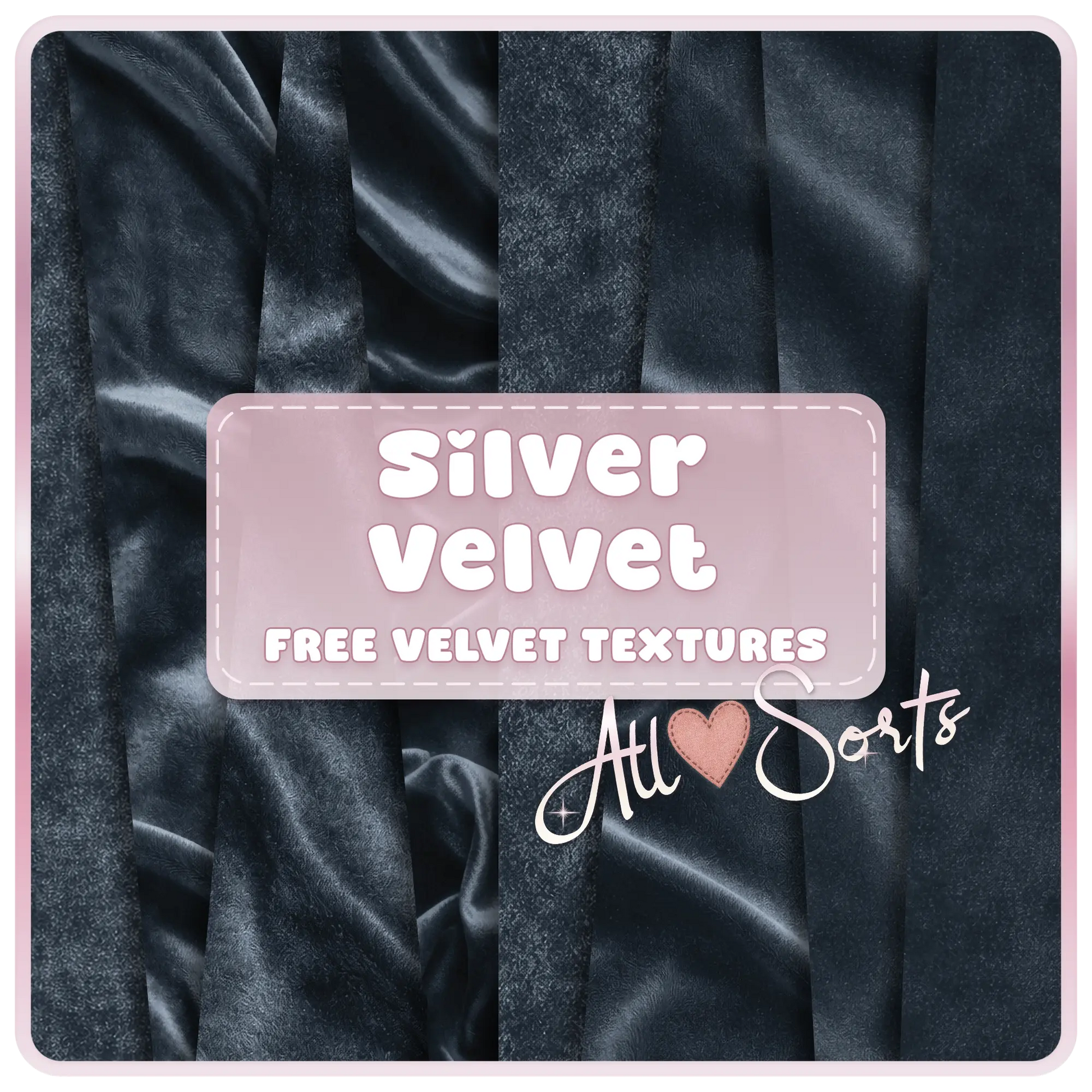 Silver velvet seamless digital paper pack preview featuring luxury metallic fabric textures with soft folds and cool toned sheen