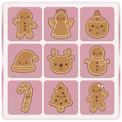 Christmas gingerbread SVG bundle preview featuring gingerbread man, angel, ornament, Santa hat, reindeer, snowman, candy cane, tree and gingerbread girl.