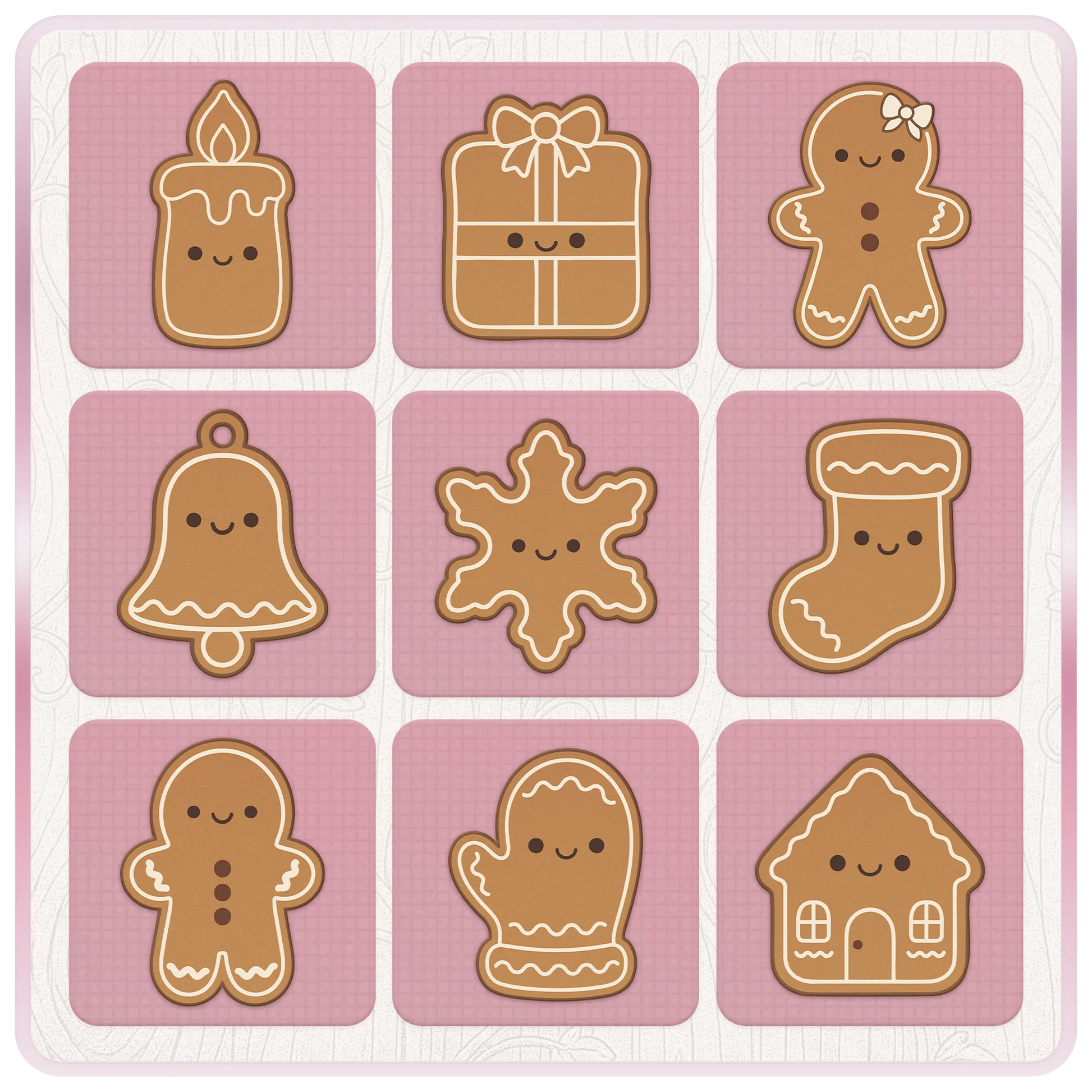 Cute Christmas gingerbread cookie clipart including candle, gift, gingerbread girl, bell, snowflake, stocking, gingerbread man, mitten and gingerbread house.