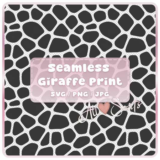 Seamless giraffe print pattern SVG PNG JPG preview black and white animal print tileable design