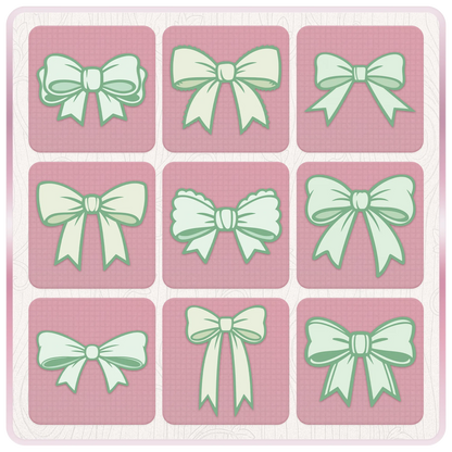 Green bow clipart bundle preview showing nine soft green ribbon SVG designs for stickers, scrapbooking, card making and digital crafts.