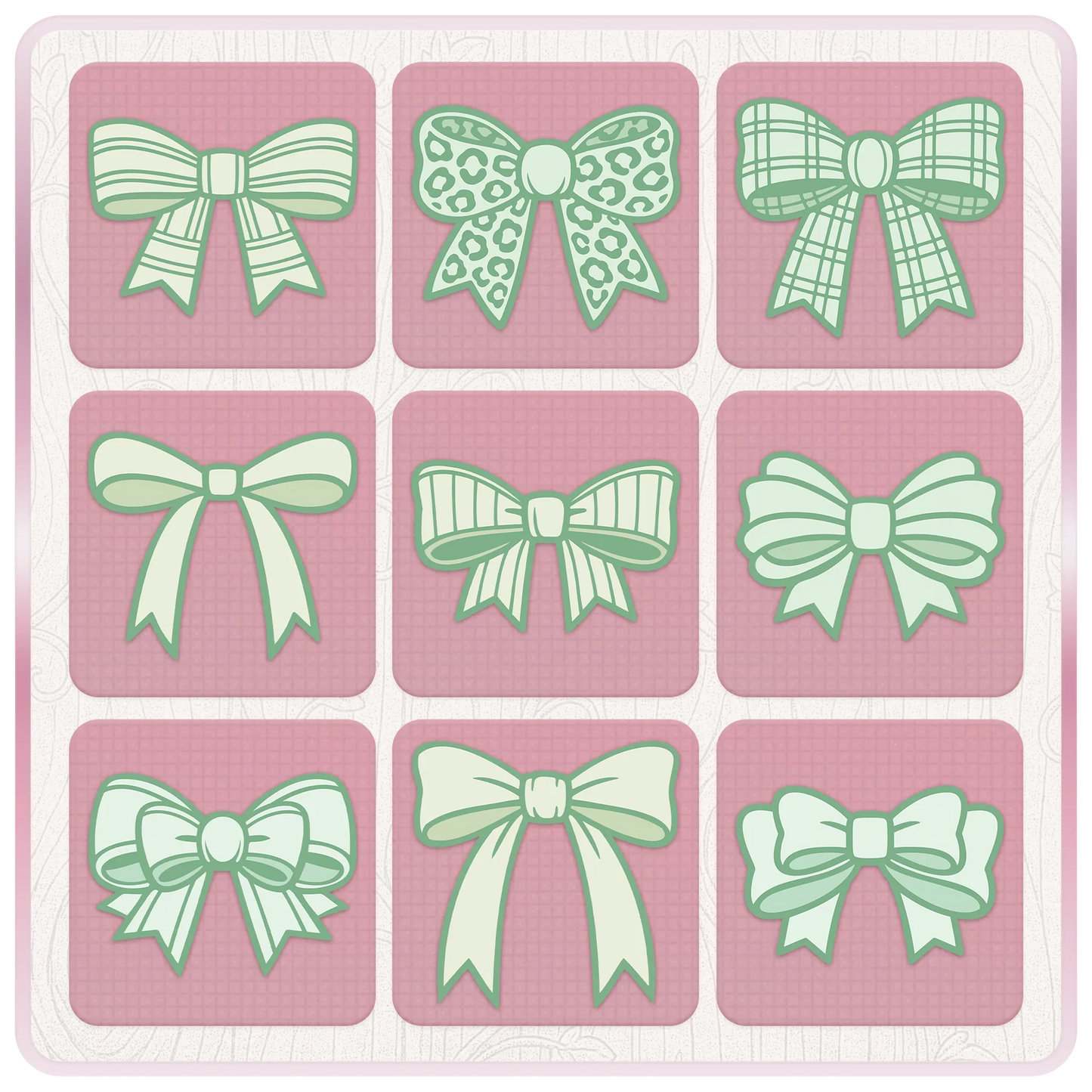 Green bow SVG and PNG bundle preview featuring ribbon cut files for Cricut projects, sublimation designs and handmade crafts.