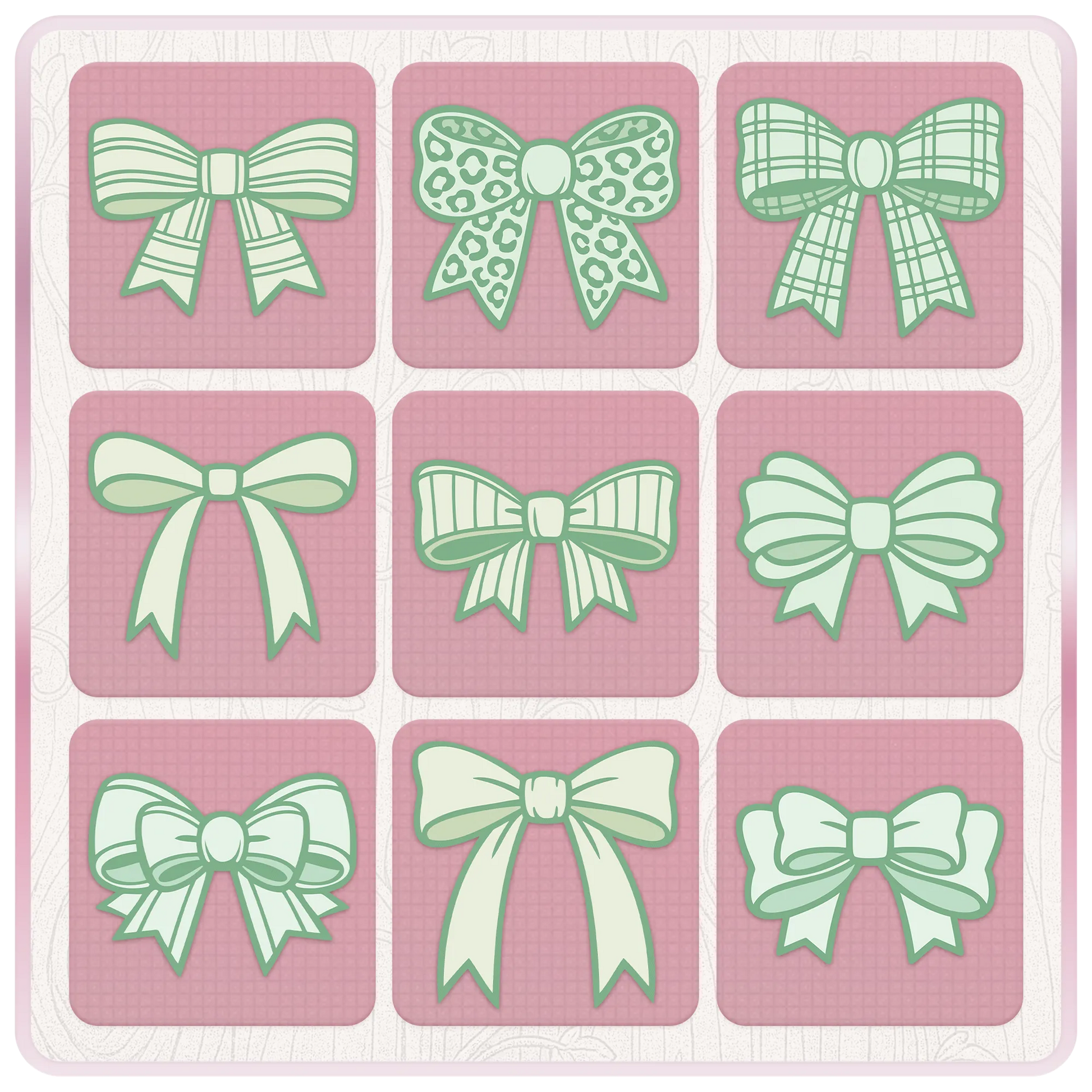 Green bow SVG and PNG bundle preview featuring ribbon cut files for Cricut projects, sublimation designs and handmade crafts.