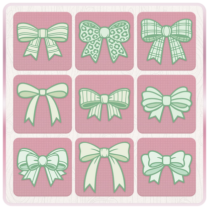 Green bow SVG and PNG bundle preview featuring ribbon cut files for Cricut projects, sublimation designs and handmade crafts.