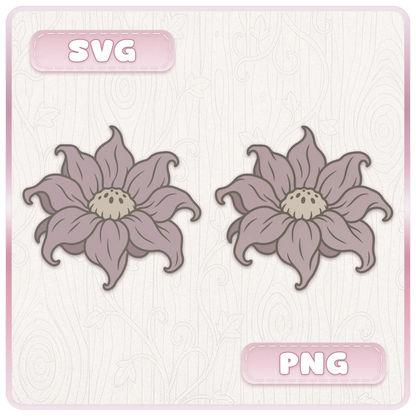 Haunted flower illustration shown in SVG and PNG formats, featuring a whimsical floral design with curled petals and vintage colours.