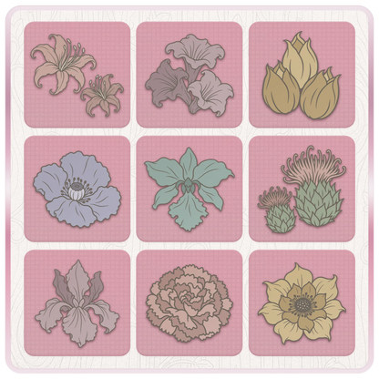 Spooky floral SVG and PNG designs featuring lilies, irises, orchids and vintage-inspired flowers for gothic and woodland crafts.