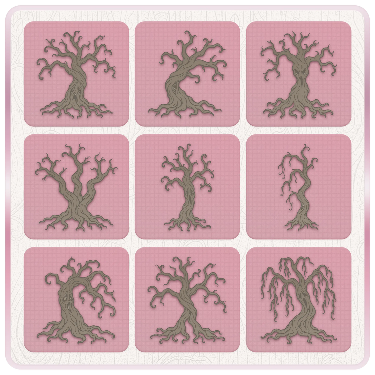 Nine spooky tree clipart illustrations including weeping, crooked and twisted haunted trees for Halloween and gothic woodland crafts.