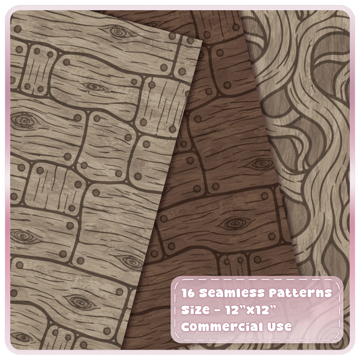 Gothic fairytale wood digital papers featuring aged grey planks, dark timber boards and flowing wood grain patterns