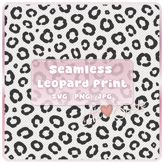 Seamless leopard print pattern SVG PNG JPG black and white animal print digital download