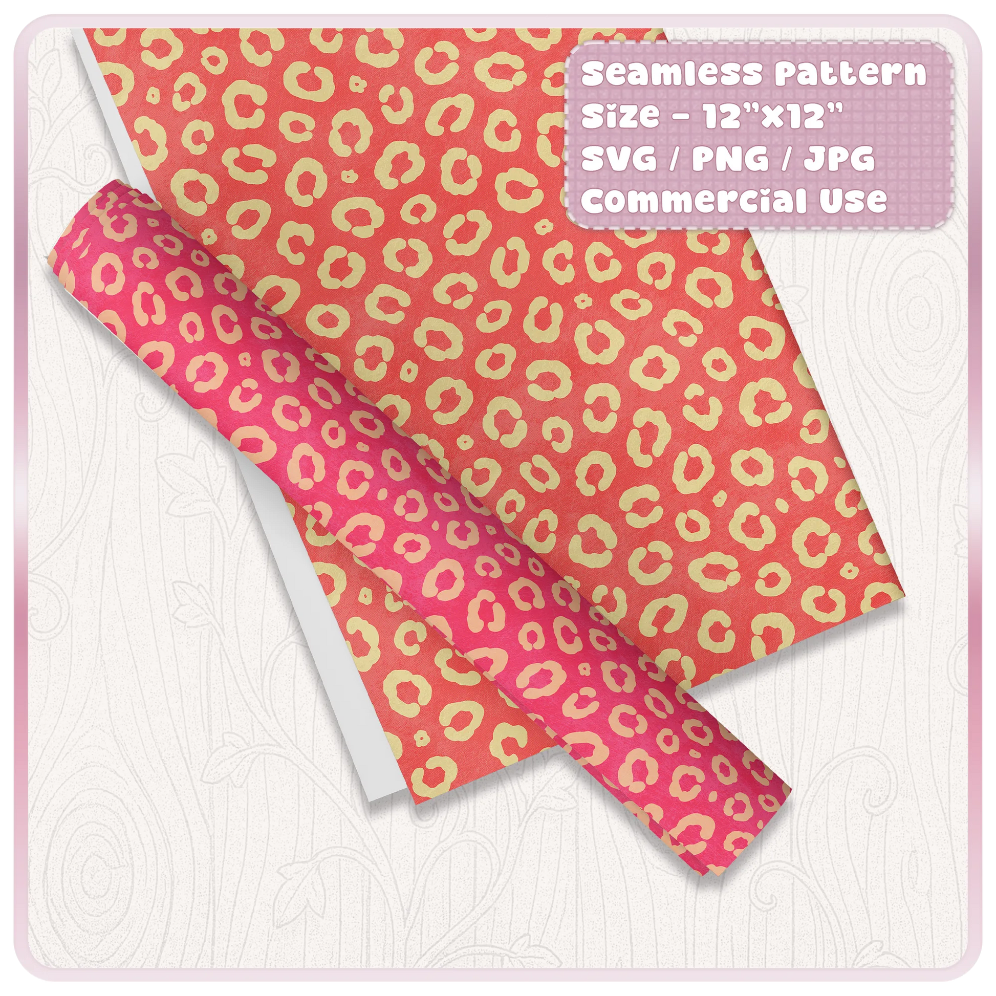 Red and gold seamless leopard print digital paper mockup for wrapping paper, sublimation, scrapbook paper and printable craft designs.