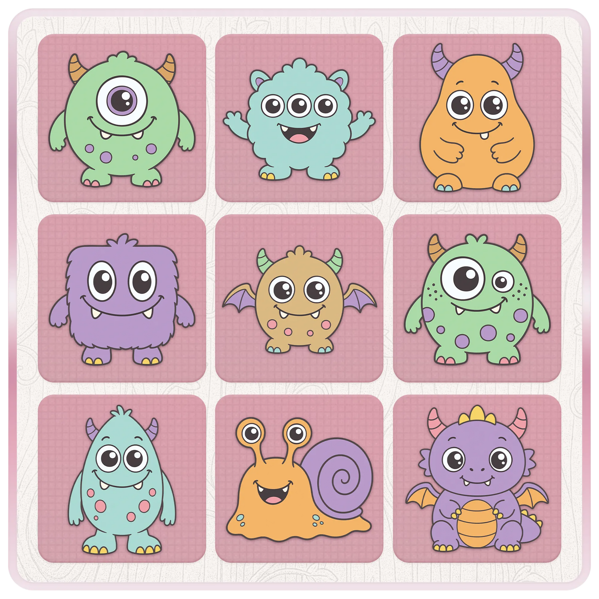 Cute monster SVG clipart preview showing nine colourful cartoon monster designs for kids crafts, stickers, sublimation and Cricut projects.