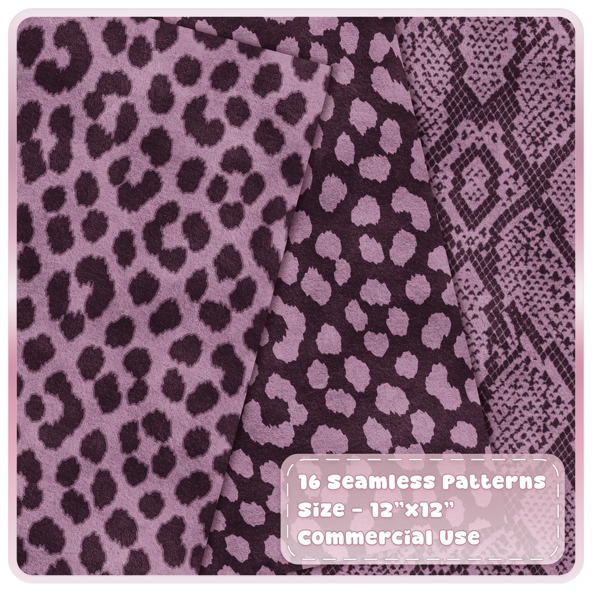 Mulberry leopard and snakeskin seamless digital papers from 16 animal print JPG pattern bundle