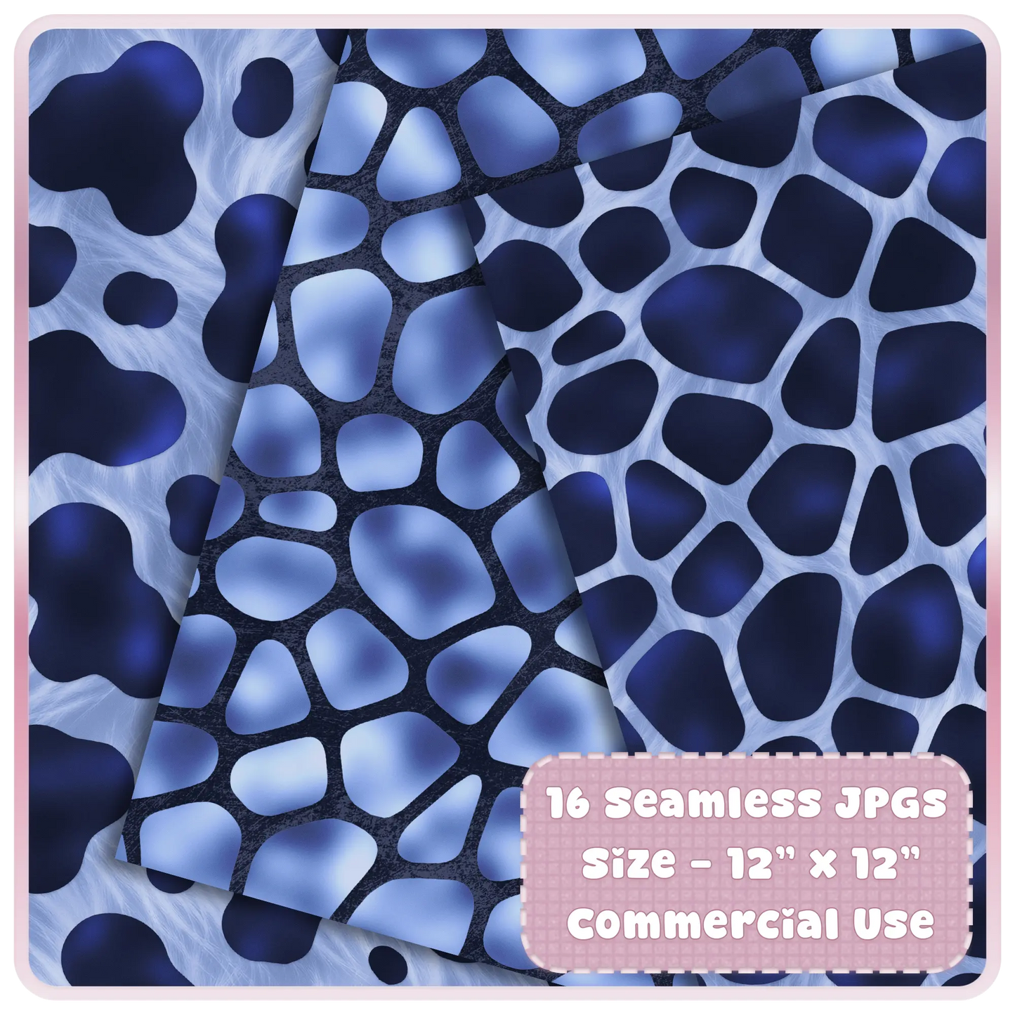 Giraffe print seamless pattern in periwinkle and ink blue tones for digital paper use