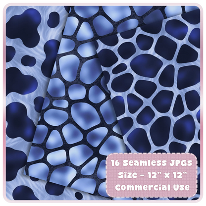 Giraffe print seamless pattern in periwinkle and ink blue tones for digital paper use