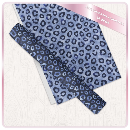 Leopard print seamless digital paper shown as scrapbook sheet and rolled pattern preview
