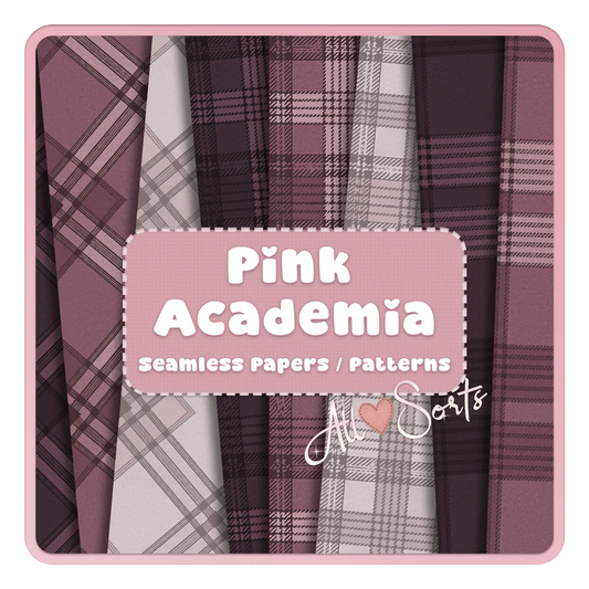 Pink academia seamless patterns bundle, pink plaid digital paper pack, aesthetic tartan scrapbook paper backgrounds, commercial use.