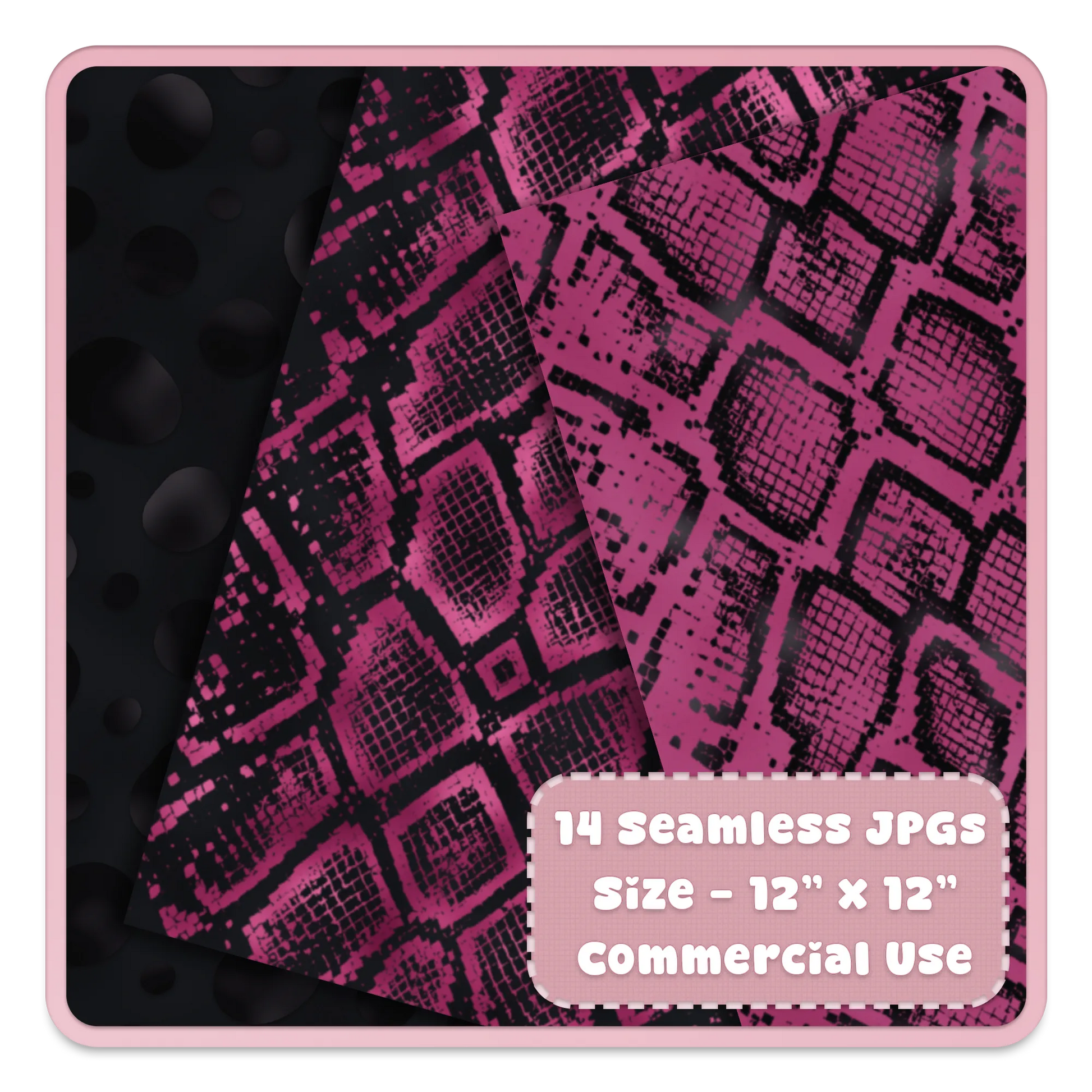 Pink snakeskin animal print seamless digital paper textures, bold reptile pattern backgrounds for crafts and commercial use.