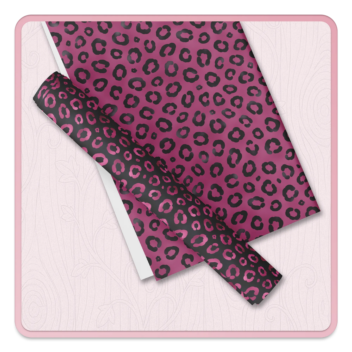 Pink leopard print seamless digital paper mockup showing repeating animal pattern scrapbook paper design.