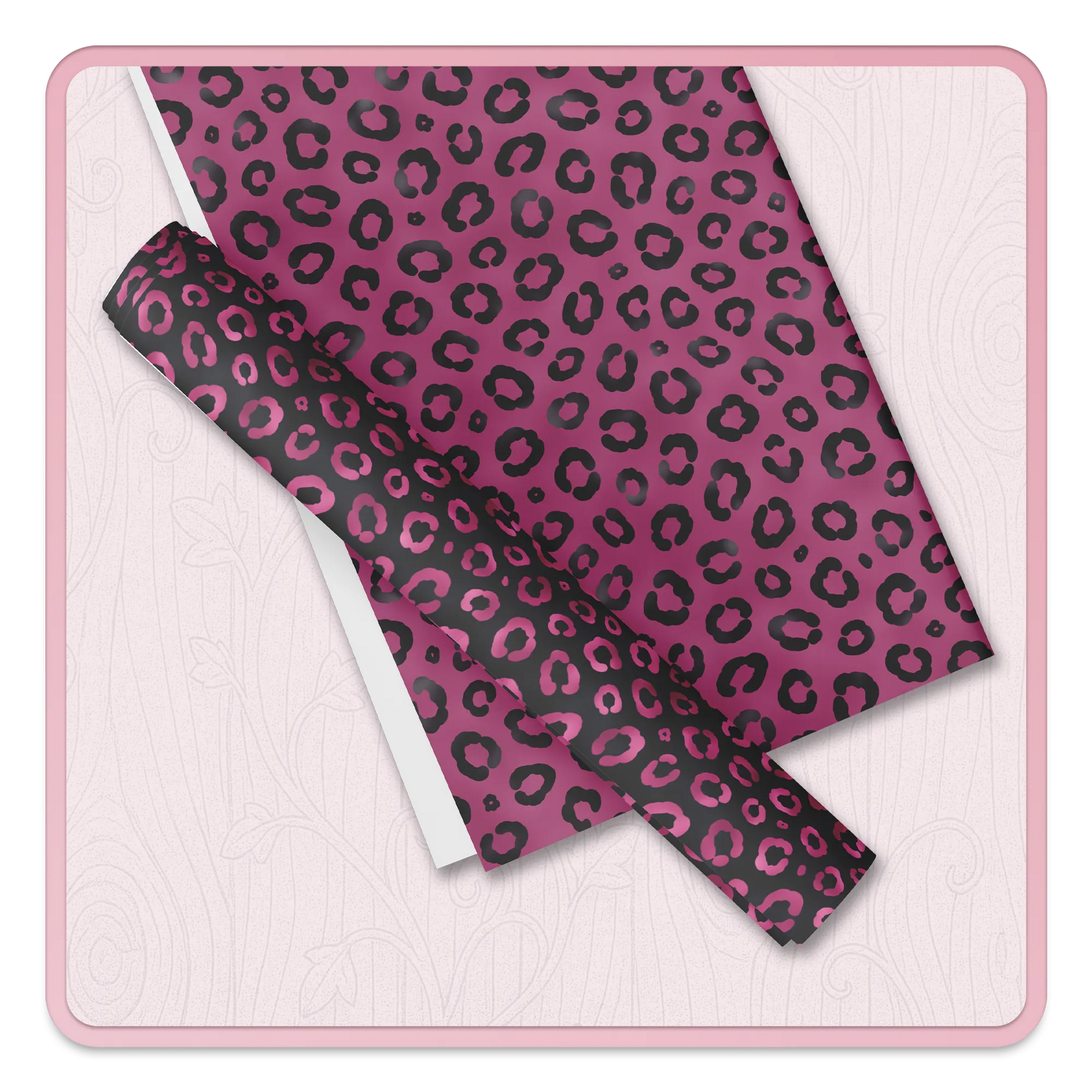 Pink leopard print seamless digital paper mockup showing repeating animal pattern scrapbook paper design.