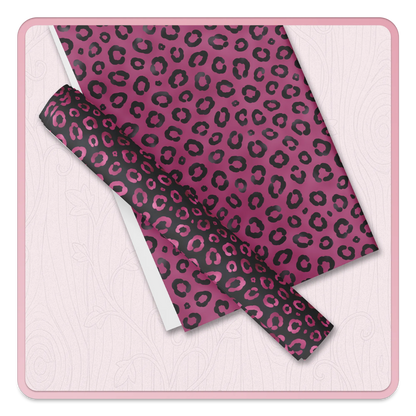 Pink leopard print seamless digital paper mockup showing repeating animal pattern scrapbook paper design.
