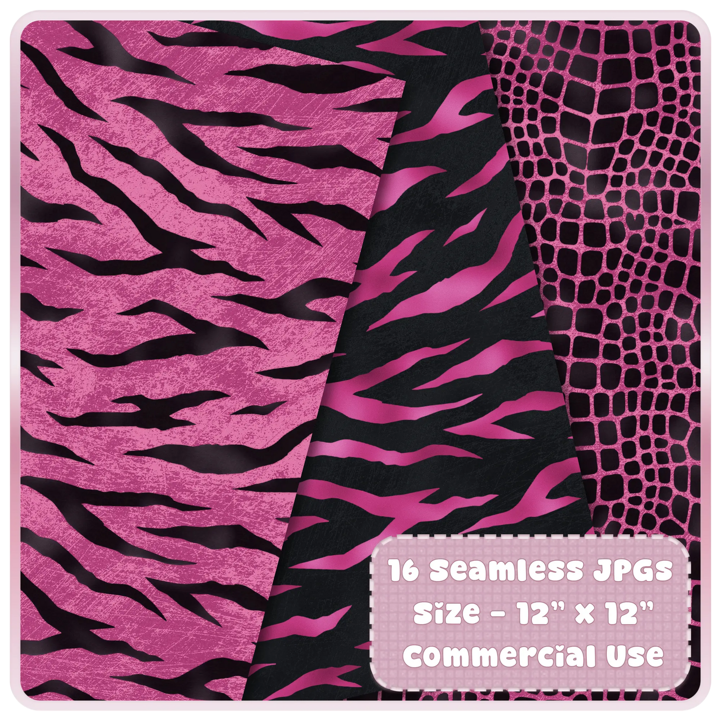 Tiger stripe pink and black seamless pattern background high resolution digital paper preview