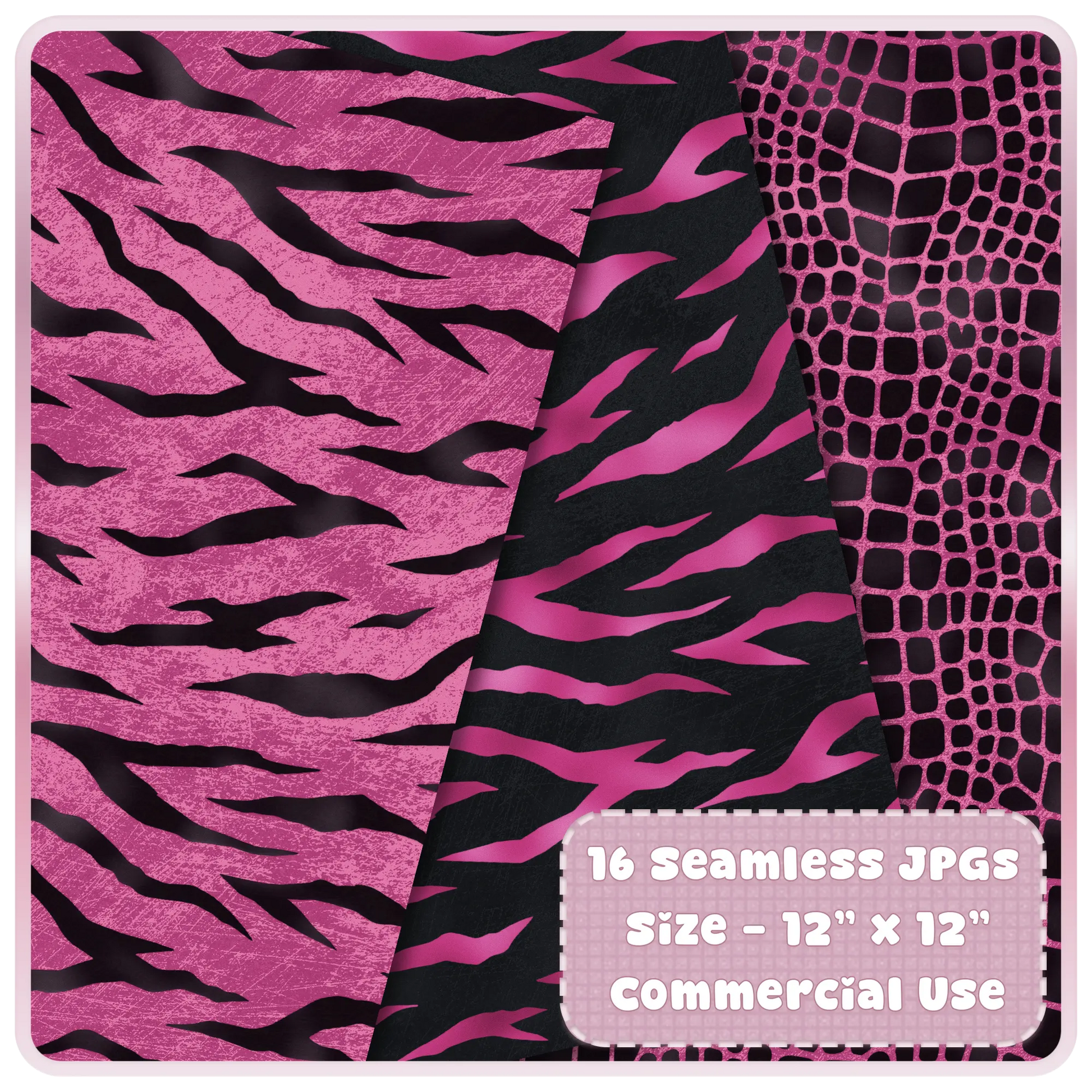 Tiger stripe pink and black seamless pattern background high resolution digital paper preview