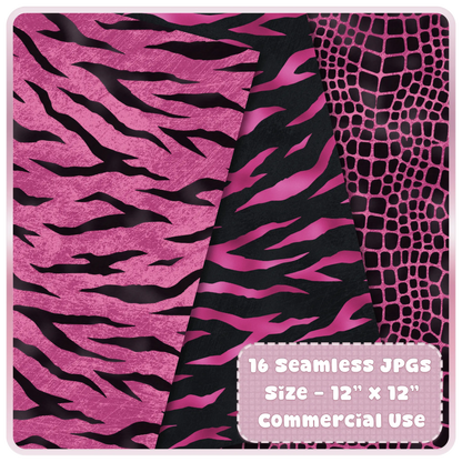 Tiger stripe pink and black seamless pattern background high resolution digital paper preview