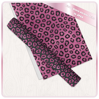 Seamless pink leopard print digital paper shown as printable sheet mockup high resolution JPG