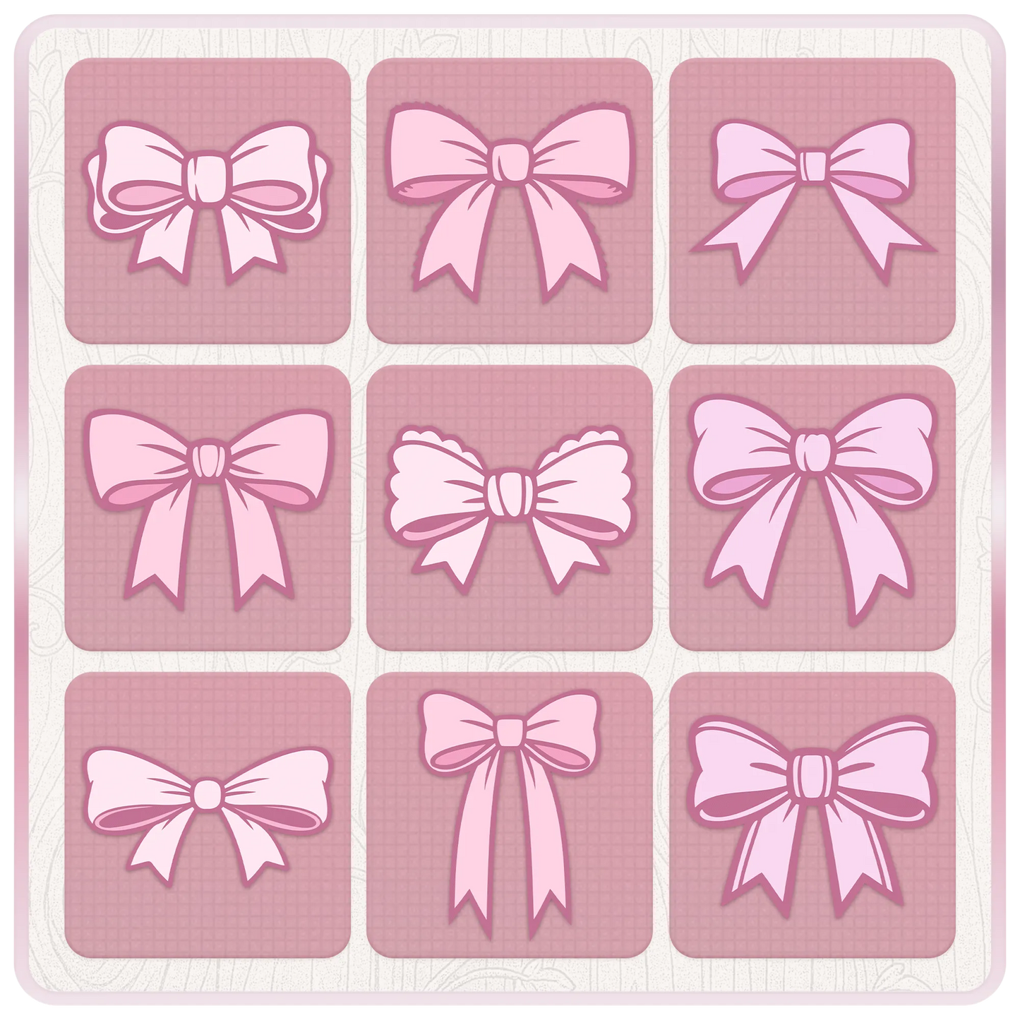 Pink bow clipart bundle preview showing nine soft pink ribbon SVG designs for stickers, scrapbooking, card making and digital crafts.