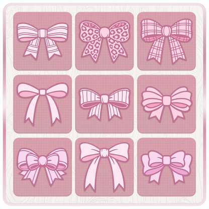 Pink bow SVG and PNG bundle preview featuring ribbon cut files for Cricut projects, sublimation designs and handmade crafts.