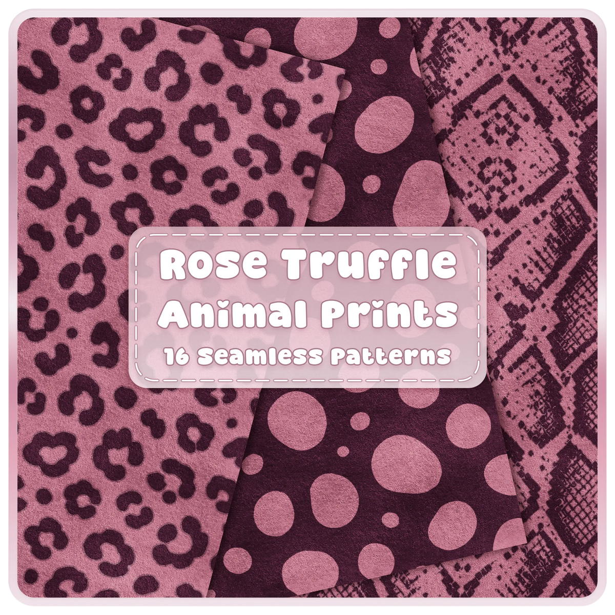 Rose Truffle animal print seamless patterns with pink leopard polka dot and snakeskin digital papers