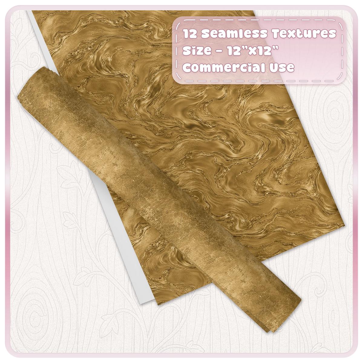 Seamless antique bronze marble digital paper with rolled distressed metallic overlay and vintage bronze texture effects