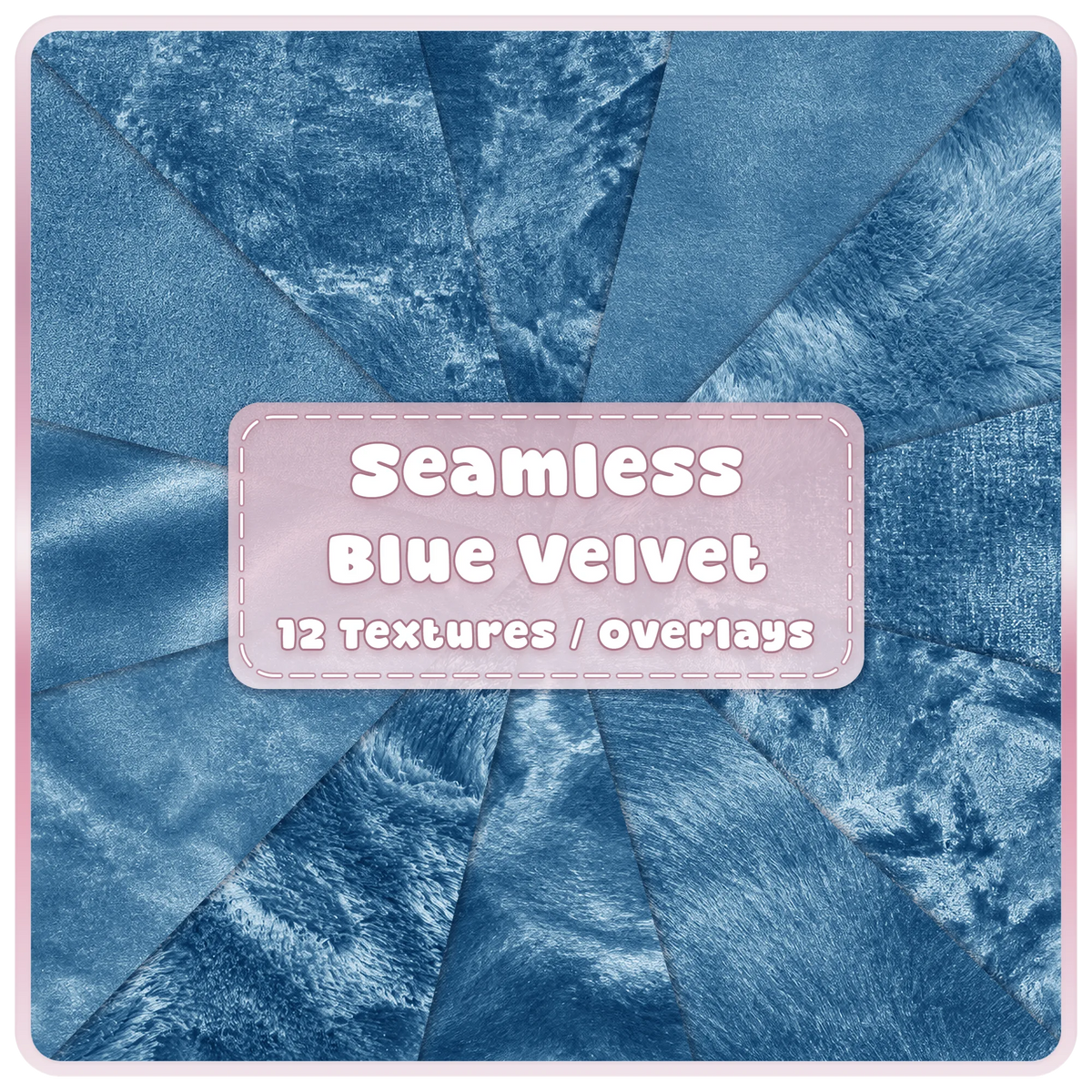 Seamless blue velvet textures and overlays bundle with 12 luxury blue fabric digital papers