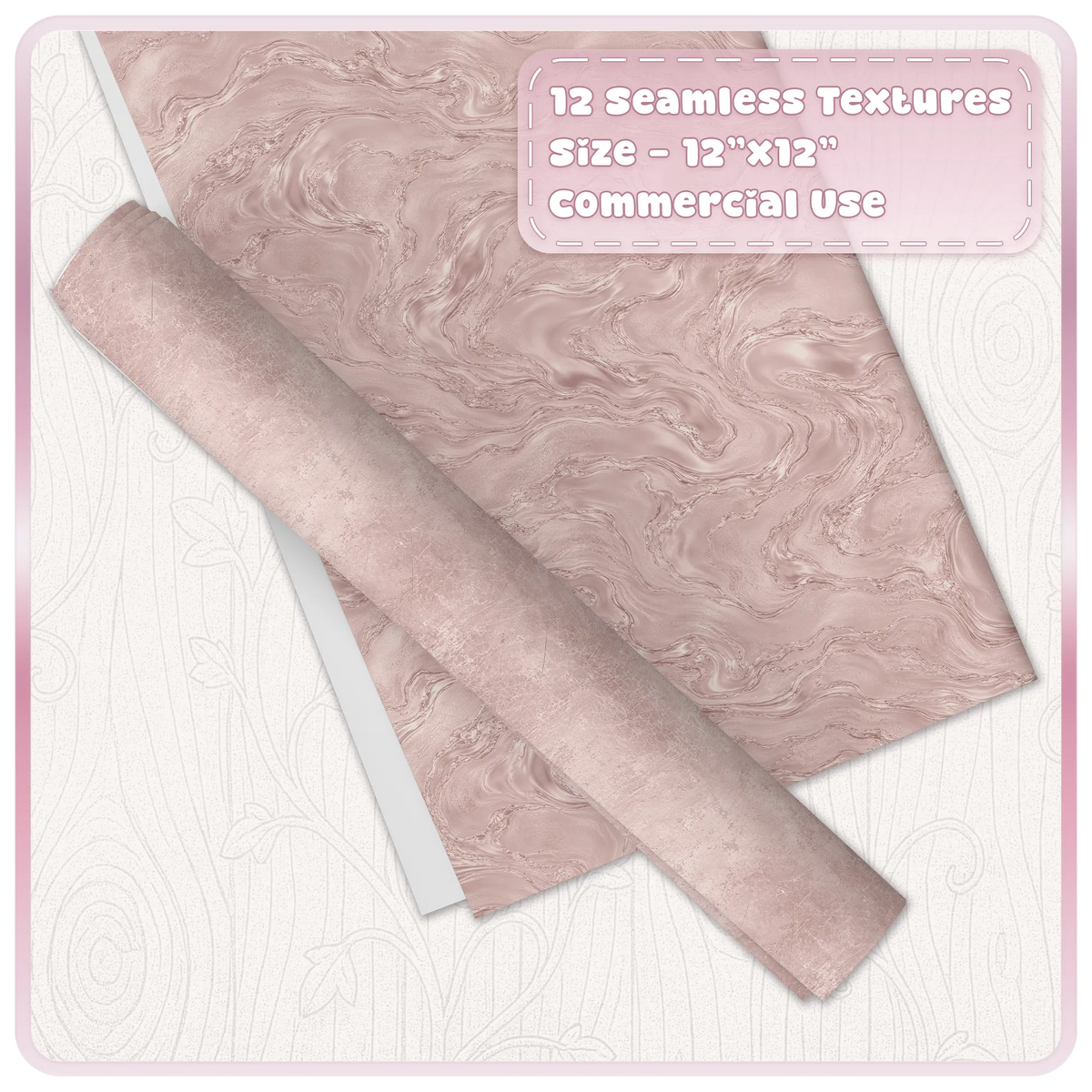 Seamless blush champagne marble digital paper with rolled distressed rose gold metallic texture for wedding and craft designs