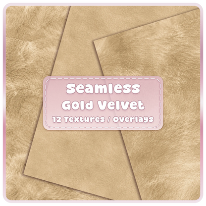 Seamless champagne gold velvet textures and overlays digital paper bundle with luxury fabric texture samples