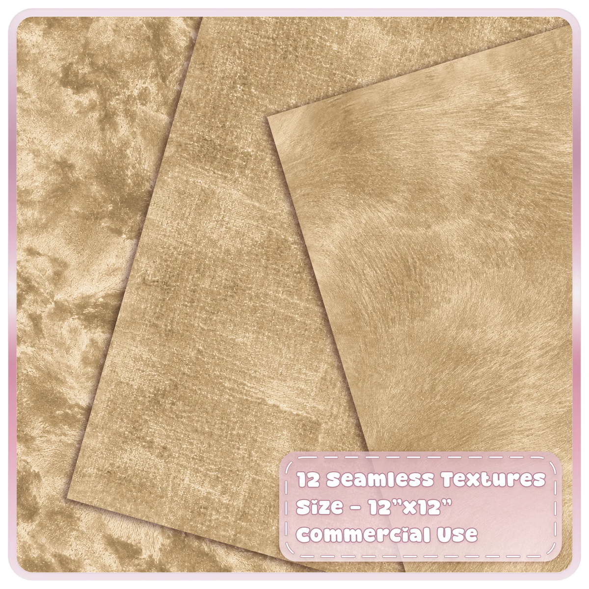 Luxury champagne gold velvet texture overlays with crushed and brushed seamless fabric digital paper designs