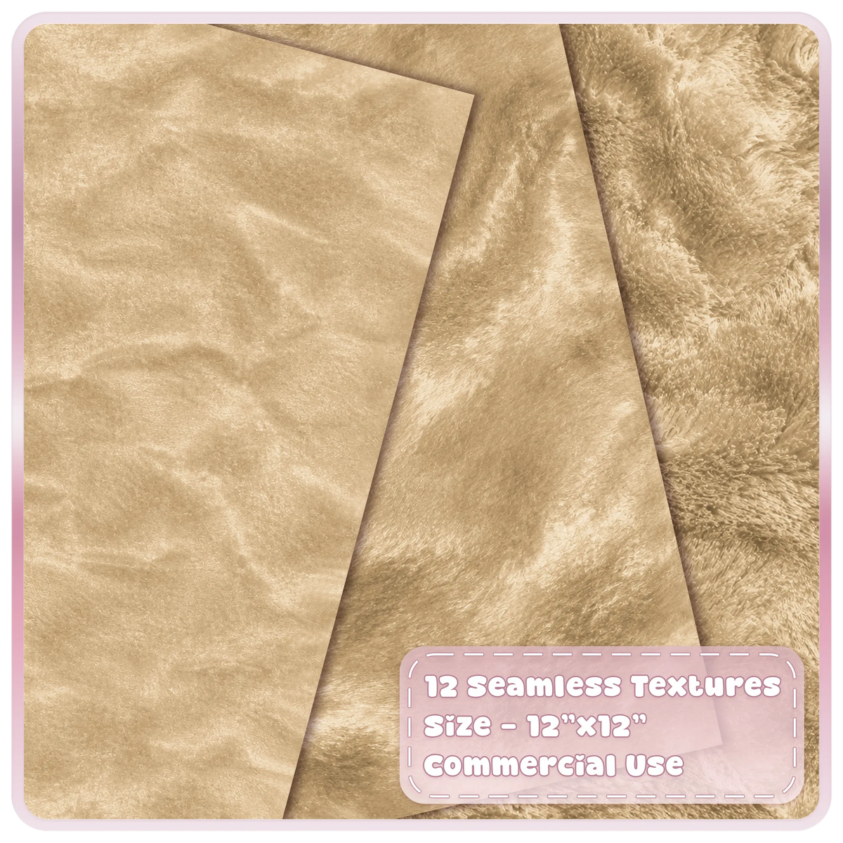 Soft champagne gold seamless velvet textures with smooth, brushed and plush fabric surfaces for digital design