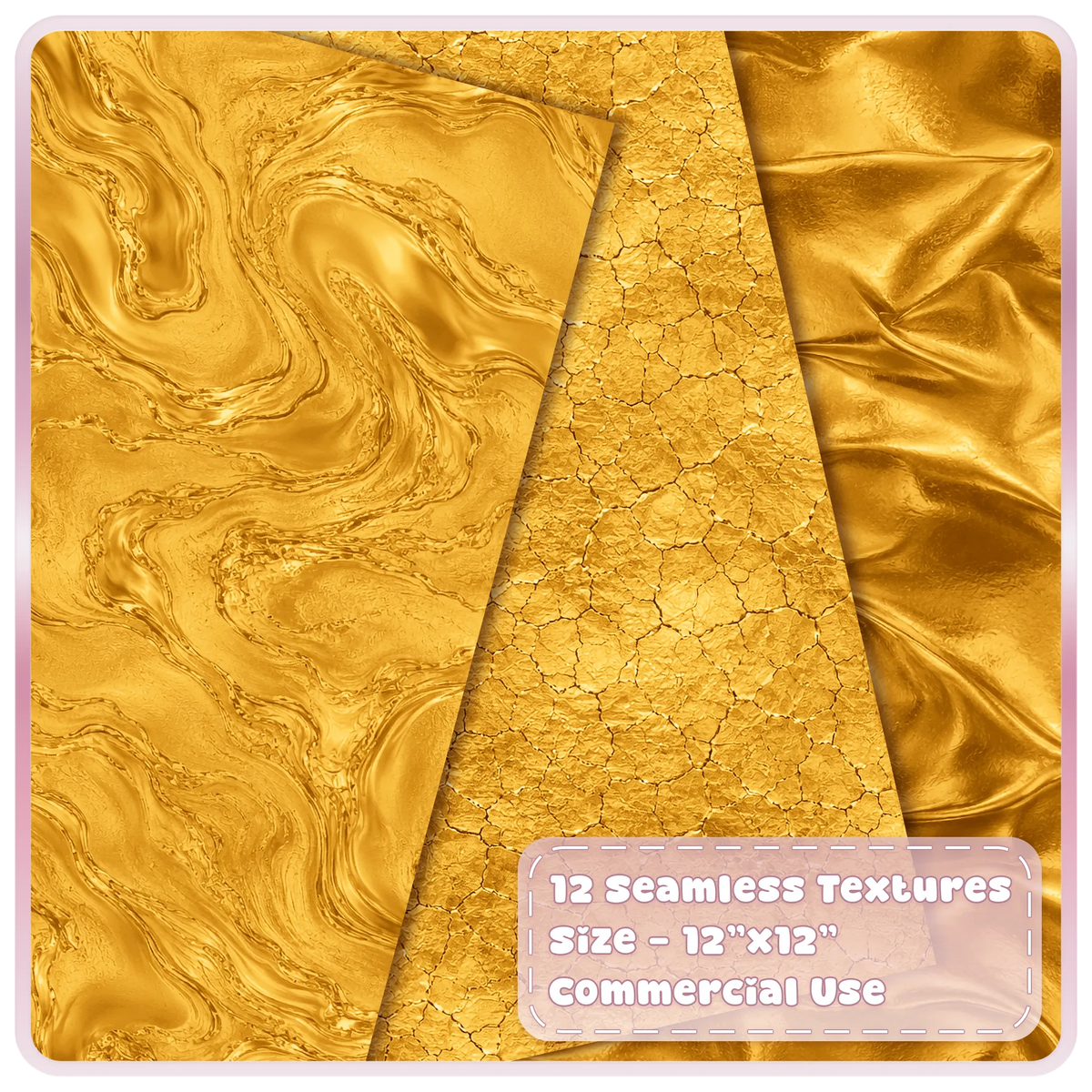 Gold marble digital paper with cracked metallic gold leaf texture and shiny folded gold foil backgrounds