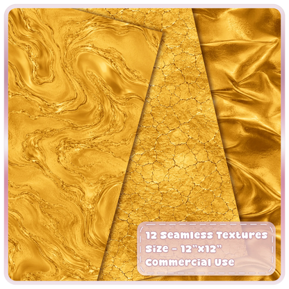 Gold marble digital paper with cracked metallic gold leaf texture and shiny folded gold foil backgrounds