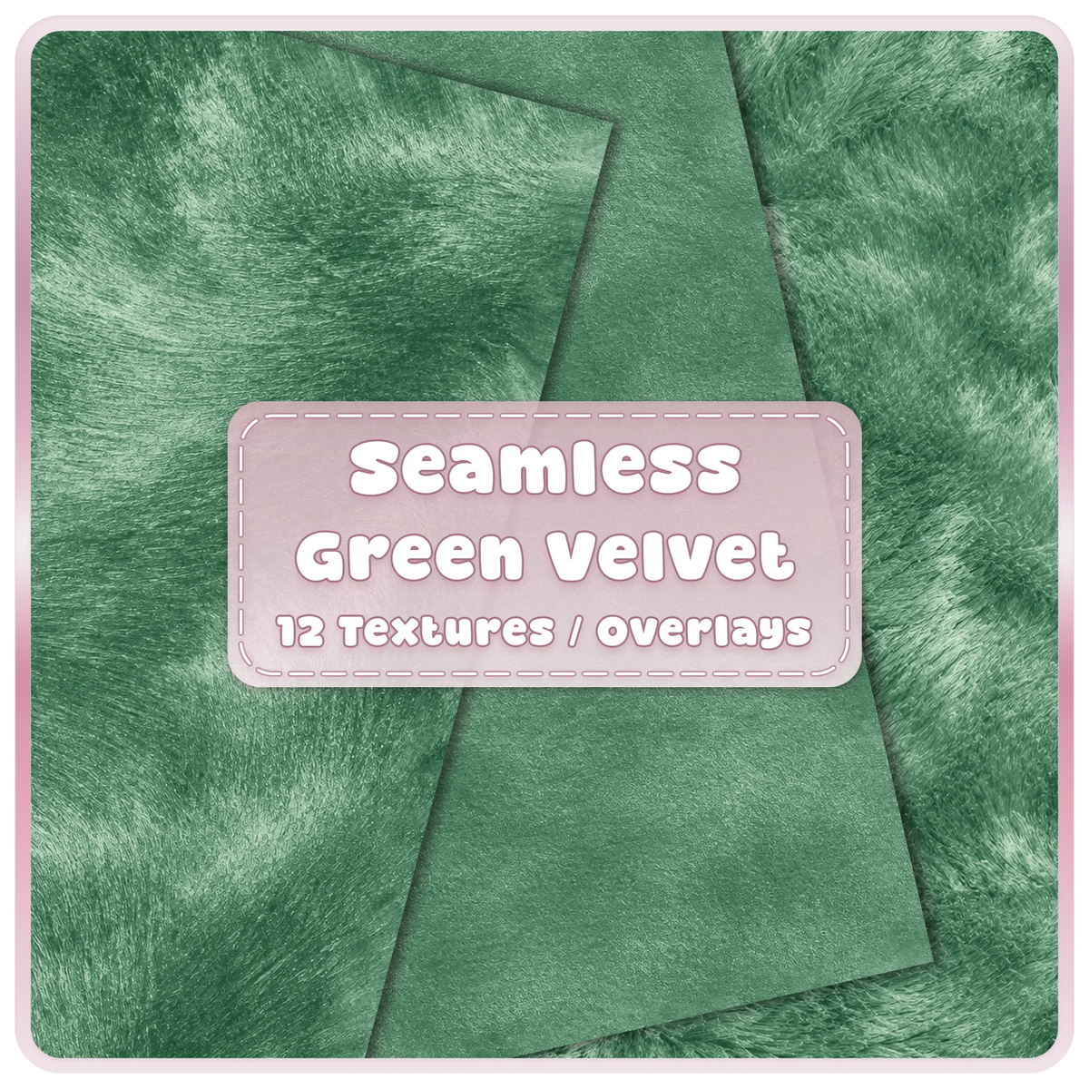 Seamless green velvet textures and overlays bundle with smooth, brushed and plush luxury fabric designs