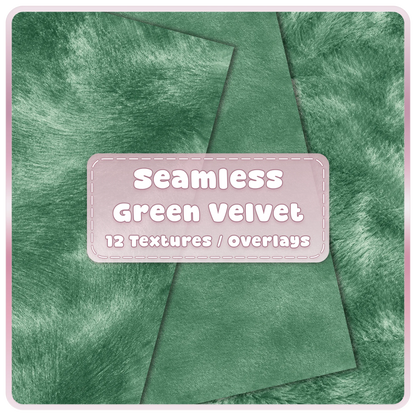 Seamless green velvet textures and overlays bundle with smooth, brushed and plush luxury fabric designs