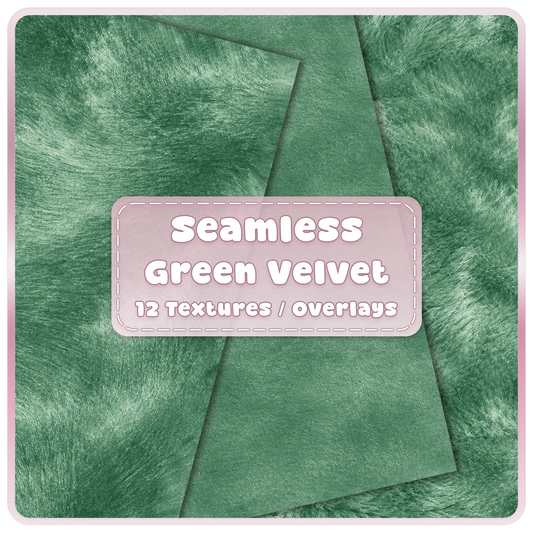 Seamless green velvet textures and overlays bundle with smooth, brushed and plush luxury fabric designs