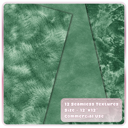Green seamless velvet digital papers featuring plush, smooth and crushed luxury fabric textures