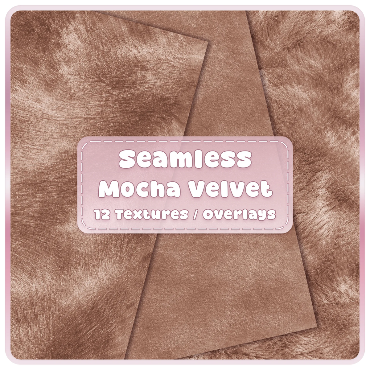 Seamless mocha brown velvet textures and overlays bundle with luxury crushed, brushed and smooth fabric designs