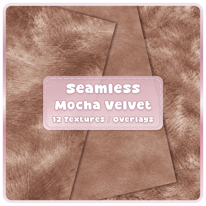 Seamless mocha brown velvet textures and overlays bundle with luxury crushed, brushed and smooth fabric designs