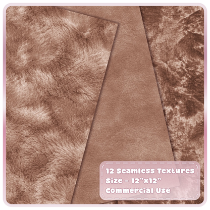 Mocha brown seamless velvet digital papers featuring plush, smooth and crushed luxury fabric textures