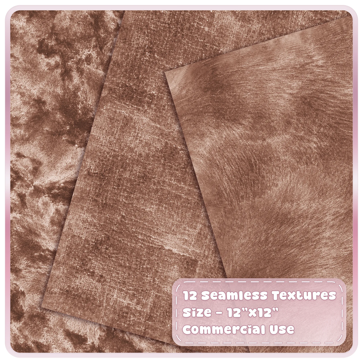 Luxury mocha brown velvet texture overlays with crushed, brushed and distressed seamless fabric finishes