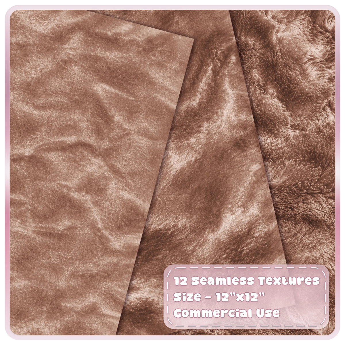 Soft mocha brown seamless velvet textures with smooth, plush and brushed fabric surfaces for digital design