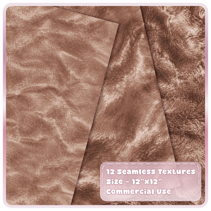 Soft mocha brown seamless velvet textures with smooth, plush and brushed fabric surfaces for digital design