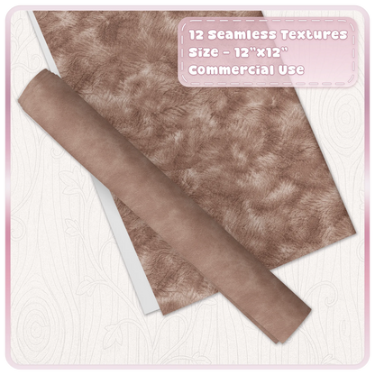 Seamless mocha brown velvet digital paper shown as luxury printable fabric texture sheets and rolled paper